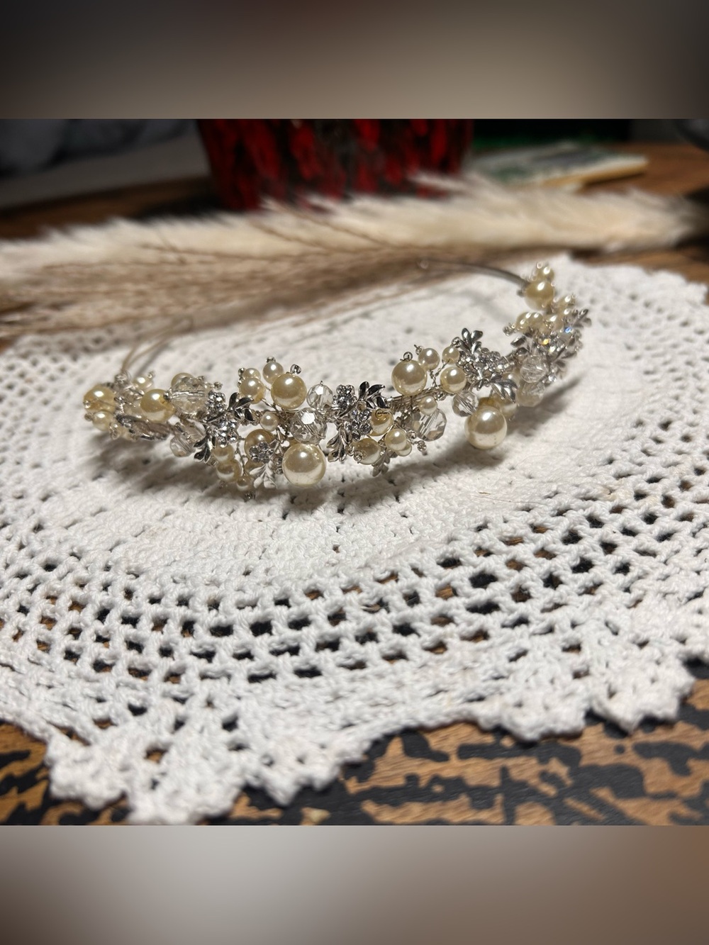 Custom Bitter Sweet Bridal Tiara – Pearl Crystal Wedding Headpiece – 2012